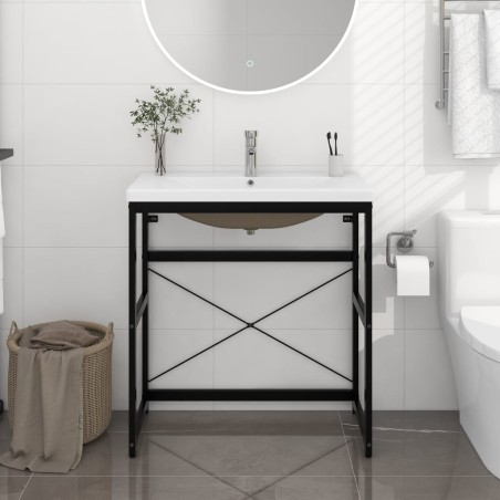 vidaXL Estructura de baño con lavabo incorporado hierro negro
