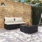 vidaXL Set de muebles de jardín 3 pzas y cojines ratán sintético negro vidaXL Set de muebles de jardín 3 pzas y cojines ratán sintético negro