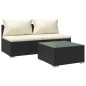 vidaXL Set de muebles de jardín 3 pzas y cojines ratán sintético negro vidaXL Set de muebles de jardín 3 pzas y cojines ratán sintético negro