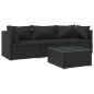 vidaXL Set de muebles de jardín 4 pzas y cojines ratán sintético negro vidaXL Set de muebles de jardín 4 pzas y cojines ratán sintético negro
