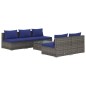 vidaXL Set de sofás de jardín 6 piezas y cojines ratán sintético gris