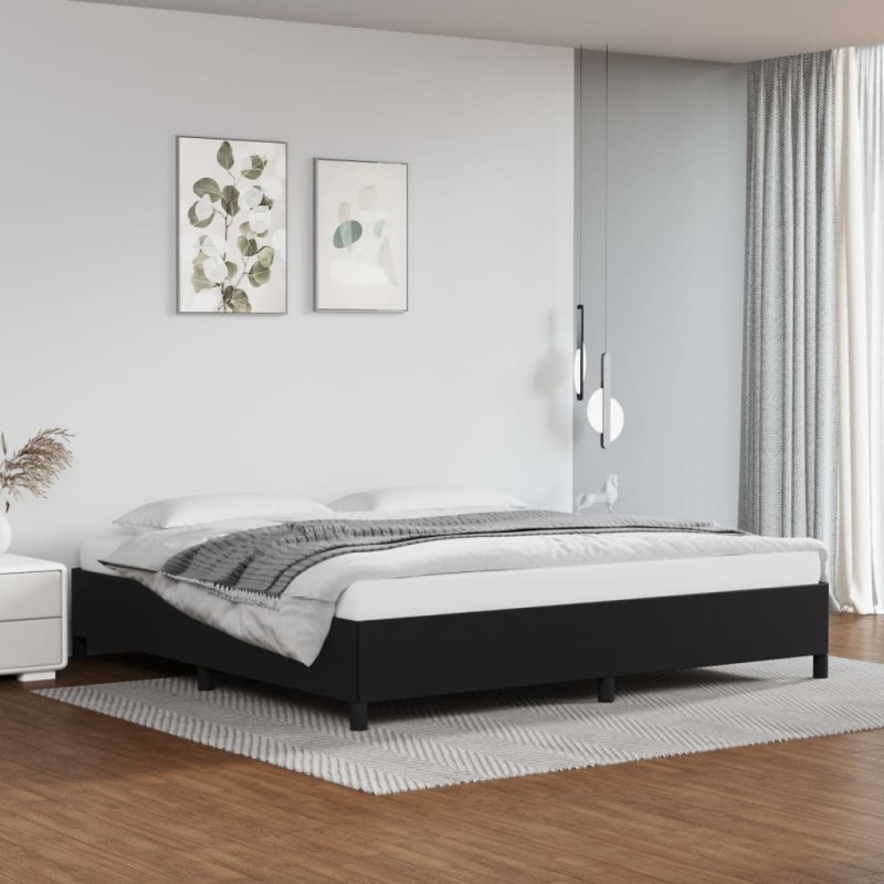 vidaXL Estructura de cama de cuero sintético negro 200x200 cm vidaXL Estructura de cama de cuero sintético negro 200x200 cm