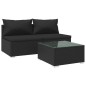 vidaXL Set de muebles de jardín 3 pzas y cojines ratán sintético negro vidaXL Set de muebles de jardín 3 pzas y cojines ratán sintético negro