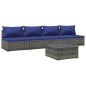 vidaXL Set de sofás de jardín 5 piezas y cojines ratán sintético gris vidaXL Set de sofás de jardín 5 piezas y cojines ratán sintético gris