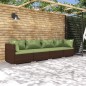 vidaXL Set muebles de jardín 4 piezas y cojines ratán sintético marrón vidaXL Set muebles de jardín 4 piezas y cojines ratán sintético marrón