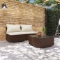 vidaXL Set muebles de jardín 3 piezas y cojines ratán sintético marrón vidaXL Set muebles de jardín 3 piezas y cojines ratán sintético marrón