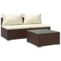 vidaXL Set muebles de jardín 3 piezas y cojines ratán sintético marrón vidaXL Set muebles de jardín 3 piezas y cojines ratán sintético marrón