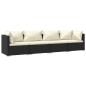 vidaXL Set de muebles de jardín 4 pzas y cojines ratán sintético negro vidaXL Set de muebles de jardín 4 pzas y cojines ratán sintético negro