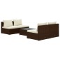 vidaXL Set sofás de jardín 5 piezas y cojines ratán sintético marrón vidaXL Set sofás de jardín 5 piezas y cojines ratán sintético marrón