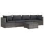 vidaXL Set de sofás de jardín 5 piezas y cojines ratán sintético gris vidaXL Set de sofás de jardín 5 piezas y cojines ratán sintético gris