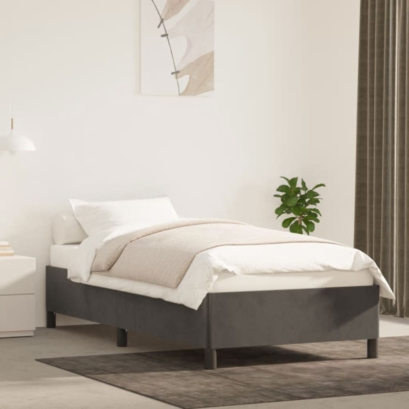 vidaXL Estructura de cama de terciopelo gris oscuro 90x190 cm vidaXL Estructura de cama de terciopelo gris oscuro 90x190 cm