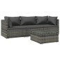 vidaXL Set de sofás de jardín 4 piezas y cojines ratán sintético gris vidaXL Set de sofás de jardín 4 piezas y cojines ratán sintético gris