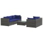 vidaXL Set de sofás de jardín 6 piezas y cojines ratán sintético gris vidaXL Set de sofás de jardín 6 piezas y cojines ratán sintético gris