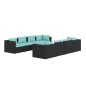 vidaXL Set de muebles de jardín 9 pzas y cojines ratán sintético negro