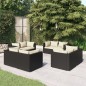 vidaXL Set de muebles de jardín 8 pzas y cojines ratán sintético negro vidaXL Set de muebles de jardín 8 pzas y cojines ratán sintético negro