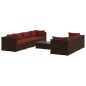 vidaXL Set sofás de jardín 8 piezas y cojines ratán sintético marrón vidaXL Set sofás de jardín 8 piezas y cojines ratán sintético marrón