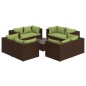 vidaXL Set muebles de jardín 9 piezas y cojines ratán sintético marrón vidaXL Set muebles de jardín 9 piezas y cojines ratán sintético marrón