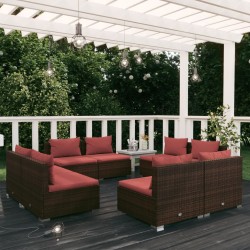 vidaXL Set muebles de jardín 8 piezas y cojines ratán sintético marrón