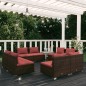 vidaXL Set muebles de jardín 8 piezas y cojines ratán sintético marrón