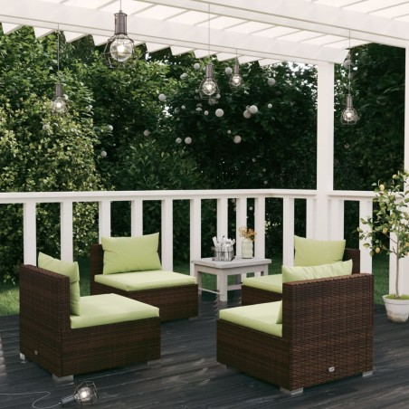 vidaXL Set muebles de jardín 4 piezas y cojines ratán sintético marrón