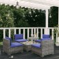 vidaXL Set de muebles de jardín 5 pzas y cojines ratán sintético gris vidaXL Set de muebles de jardín 5 pzas y cojines ratán sintético gris
