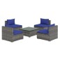vidaXL Set de muebles de jardín 5 pzas y cojines ratán sintético gris vidaXL Set de muebles de jardín 5 pzas y cojines ratán sintético gris