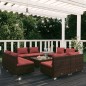 vidaXL Set muebles de jardín 9 piezas y cojines ratán sintético marrón vidaXL Set muebles de jardín 9 piezas y cojines ratán sintético marrón
