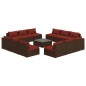 vidaXL Set muebles de jardín 13 pzas y cojines ratán sintético marrón vidaXL Set muebles de jardín 13 pzas y cojines ratán sintético marrón