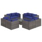 vidaXL Set de muebles de jardín 9 pzas y cojines ratán sintético gris vidaXL Set de muebles de jardín 9 pzas y cojines ratán sintético gris