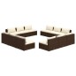 vidaXL Set muebles de jardín y cojines 12 pzas ratán sintético marrón vidaXL Set muebles de jardín y cojines 12 pzas ratán sintético marrón