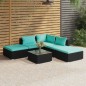 vidaXL Set de muebles de jardín 6 pzas y cojines ratán sintético negro vidaXL Set de muebles de jardín 6 pzas y cojines ratán sintético negro