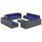 vidaXL Set de muebles de jardín 13 pzas y cojines ratán sintético gris vidaXL Set de muebles de jardín 13 pzas y cojines ratán sintético gris