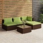 vidaXL Set sofás de jardín 5 piezas y cojines ratán sintético marrón