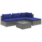 vidaXL Set de sofás de jardín 5 piezas y cojines ratán sintético gris vidaXL Set de sofás de jardín 5 piezas y cojines ratán sintético gris