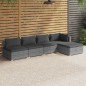 vidaXL Set de muebles de jardín 5 pzas y cojines ratán sintético gris vidaXL Set de muebles de jardín 5 pzas y cojines ratán sintético gris