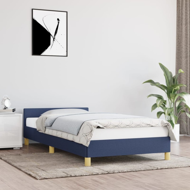 vidaXL Estructura de cama con cabecero de tela azul 80x200 cm vidaXL Estructura de cama con cabecero de tela azul 80x200 cm