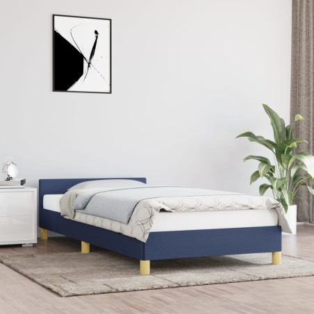vidaXL Estructura de cama con cabecero de tela azul 80x200 cm
