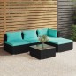 vidaXL Set de muebles de jardín 5 pzas y cojines ratán sintético negro vidaXL Set de muebles de jardín 5 pzas y cojines ratán sintético negro