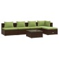 vidaXL Set muebles de jardín 6 piezas y cojines ratán sintético marrón vidaXL Set muebles de jardín 6 piezas y cojines ratán sintético marrón
