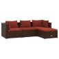 vidaXL Set muebles de jardín 4 piezas y cojines ratán sintético marrón vidaXL Set muebles de jardín 4 piezas y cojines ratán sintético marrón