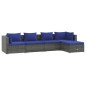 vidaXL Set de sofás de jardín 5 piezas y cojines ratán sintético gris vidaXL Set de sofás de jardín 5 piezas y cojines ratán sintético gris
