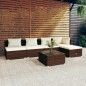 vidaXL Set muebles de jardín 6 piezas y cojines ratán sintético marrón