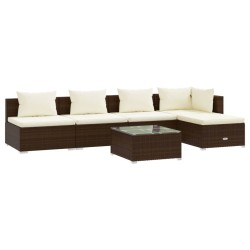 vidaXL Set muebles de jardín 6 piezas y cojines ratán sintético marrón