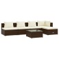 vidaXL Set muebles de jardín 6 piezas y cojines ratán sintético marrón