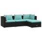 vidaXL Set de muebles de jardín 4 pzas y cojines ratán sintético negro vidaXL Set de muebles de jardín 4 pzas y cojines ratán sintético negro