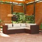 vidaXL Set muebles de jardín 4 piezas y cojines ratán sintético marrón vidaXL Set muebles de jardín 4 piezas y cojines ratán sintético marrón