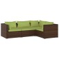 vidaXL Set muebles de jardín 4 piezas y cojines ratán sintético marrón vidaXL Set muebles de jardín 4 piezas y cojines ratán sintético marrón