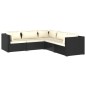 vidaXL Set de muebles de jardín 5 pzas y cojines ratán sintético negro