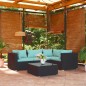 vidaXL Set de muebles de jardín 5 pzas y cojines ratán sintético negro vidaXL Set de muebles de jardín 5 pzas y cojines ratán sintético negro