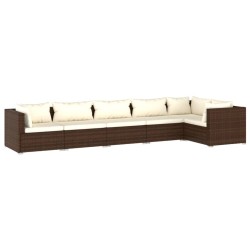 vidaXL Set muebles de jardín 6 piezas y cojines ratán sintético marrón